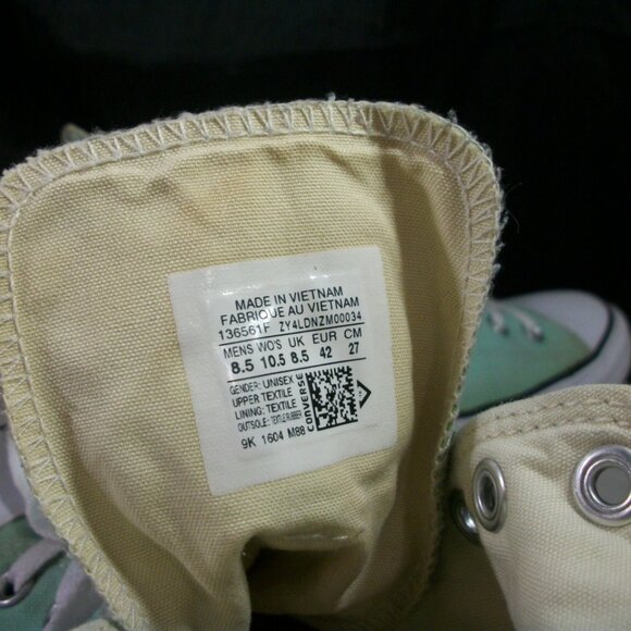 CONVERSE CHUCK TAYLOR ALL STAR BEACH GLASS CANVAS HI M8.5 W10.5 136561F FREE SHI - Picture 7 of 8